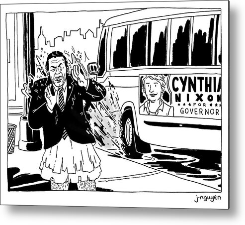 Cynthia Nixon For Governor Metal Print featuring the drawing Cynthia Nixon for Governor by Jeremy Nguyen