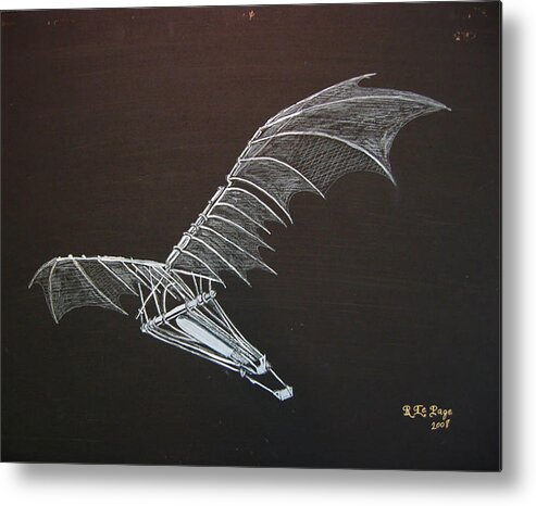 Flying Metal Print featuring the painting Da Vinci Flying Machine by Richard Le Page