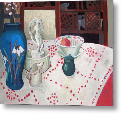 Still Life Metal Print featuring the painting Dancing Figurine by Thomas Tribby