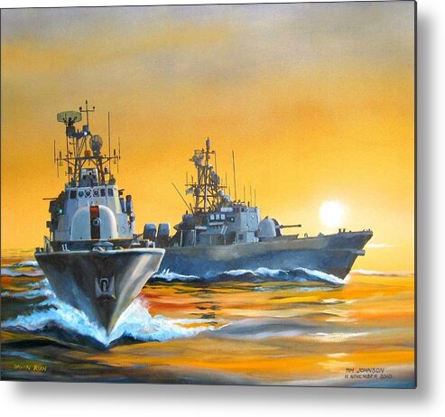 South African Navy Metal Print featuring the painting Dawn Run by Tim Johnson