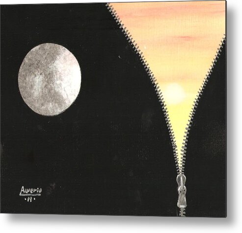 Moon Metal Print featuring the painting Day and Night by Edwin Alverio