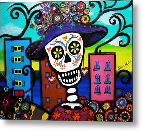 Day Of The Dead Metal Print featuring the painting Dead In The City by Pristine Cartera Turkus