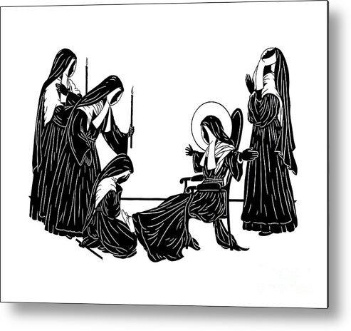 Death Of St. Bernadette - Our Lady And Bernadette Of Lourdes Metal Print featuring the painting Death of St. Bernadette - DPDOB by Dan Paulos