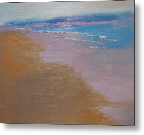 Sea Scape Metal Print featuring the painting sold December Sea Shore in California by Irena Jablonski