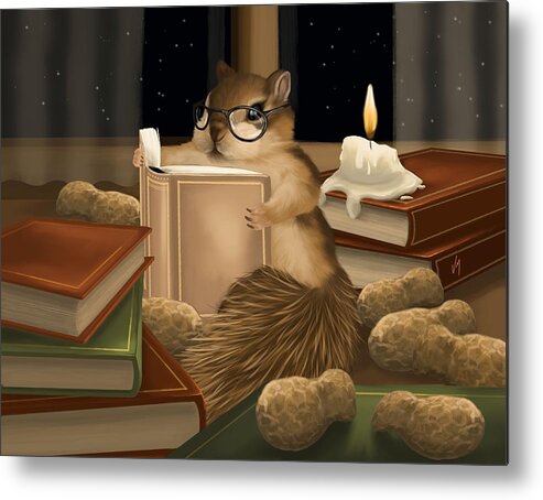Squirrel Metal Print featuring the painting Deep study by Veronica Minozzi