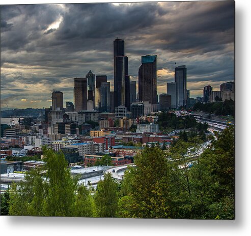 Clouds Metal Print featuring the photograph Downtown by Jerry Cahill