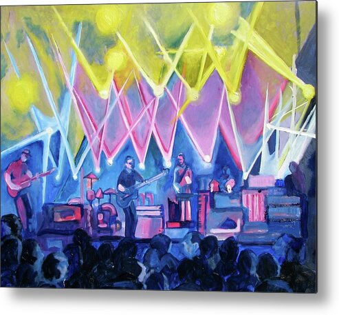 Night Scenes Metal Print featuring the painting Dru's Night with Um by Patricia Arroyo