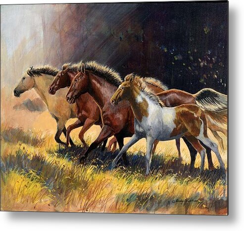Artwork Metal Print featuring the painting Early Morning Run by Cynthia Westbrook