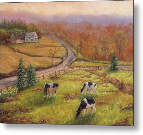 Landscape Metal Print featuring the painting Early Spring Vermont by June Hunt