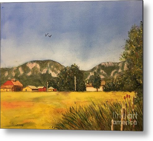 Farm Metal Print featuring the painting East Boulder Farm by Sue Carmony