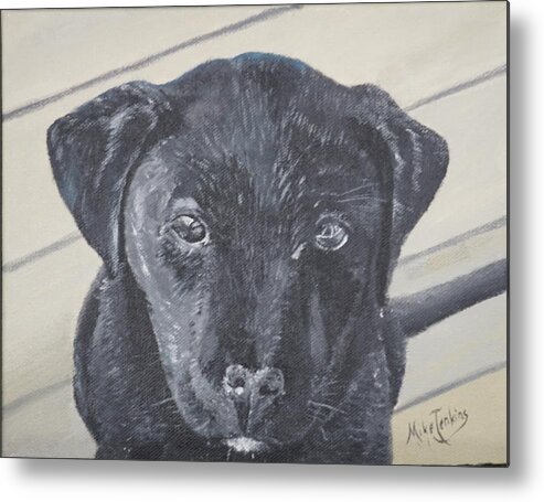 Puppy Metal Print featuring the painting Ebony by Mike Jenkins