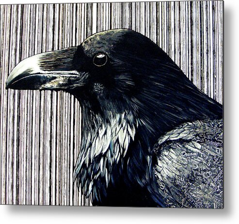 Raven Metal Print featuring the mixed media Edgar by Jacqueline Bevan