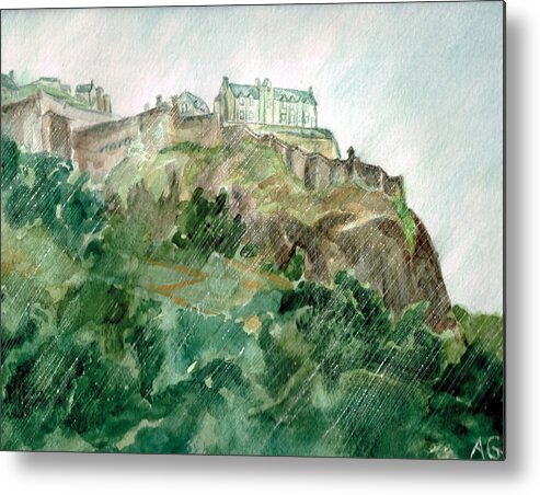 Castle Metal Print featuring the painting Edinburgh Castle by Andrew Gillette