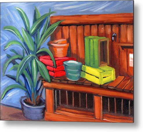Boise Metal Print featuring the painting Edwards Nursery Potting Bench by Kevin Hughes