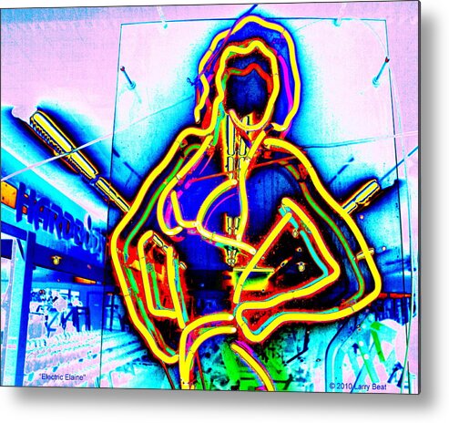 Neon Metal Print featuring the digital art Electric Elaine by Larry Beat