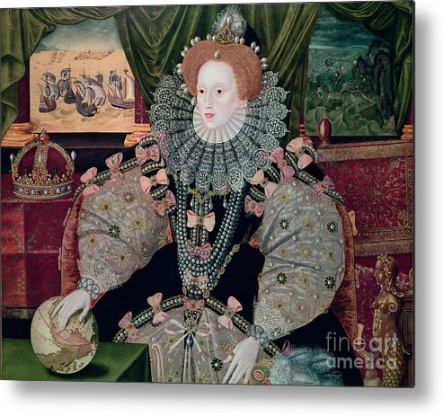 Elizabeth Metal Print featuring the painting Elizabeth I Armada Portrait by George Gower