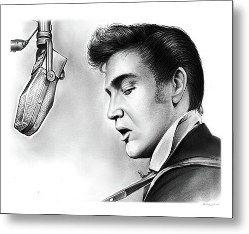 Elvis Metal Print featuring the drawing Elvis Presley by Greg Joens