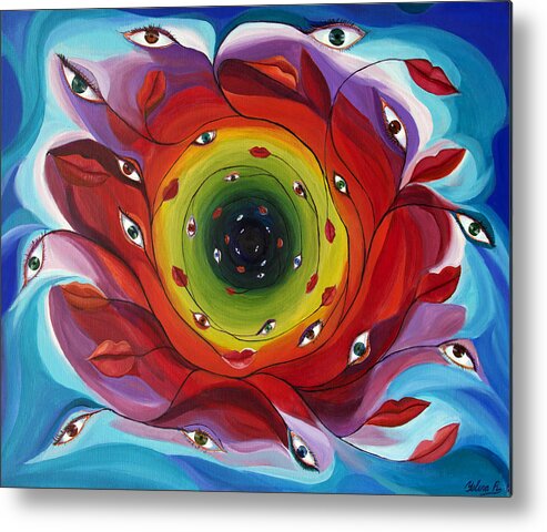 Lips Metal Print featuring the painting Endless Tunnel of Love by Yelena Rubin