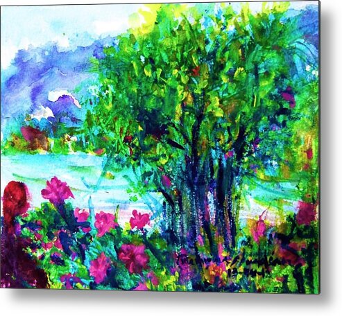 Landscapes Metal Print featuring the painting Enjoy with the nature by Wanvisa Klawklean