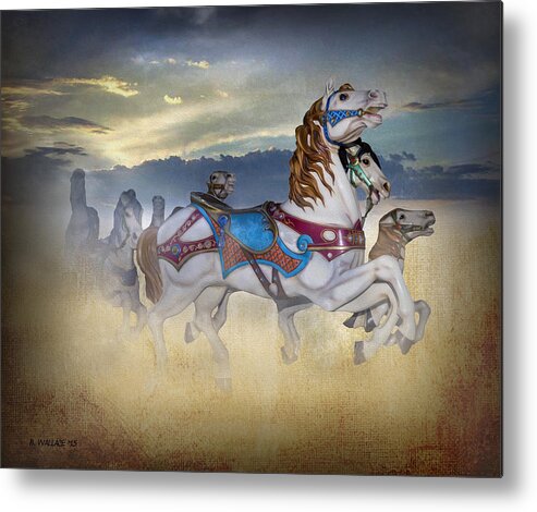 2d Metal Print featuring the photograph Escape Of The Carousel Horses by Brian Wallace