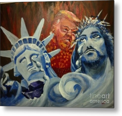 Politics Metal Print featuring the painting Escape on Tears of Love and Liberty by Saundra Johnson