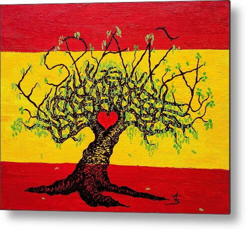 Espana Metal Print featuring the drawing Espana Love Tree by Aaron Bombalicki