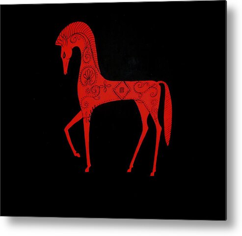 Stylized Horse Metal Print featuring the painting Etruscan Horse by Stephanie Moore