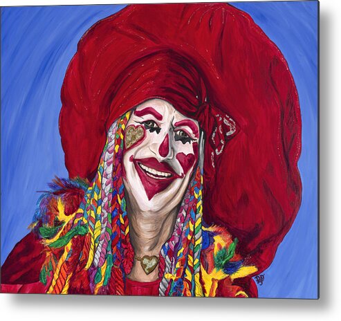 Glitter Metal Print featuring the painting Eureka Springs Clown by Patty Vicknair