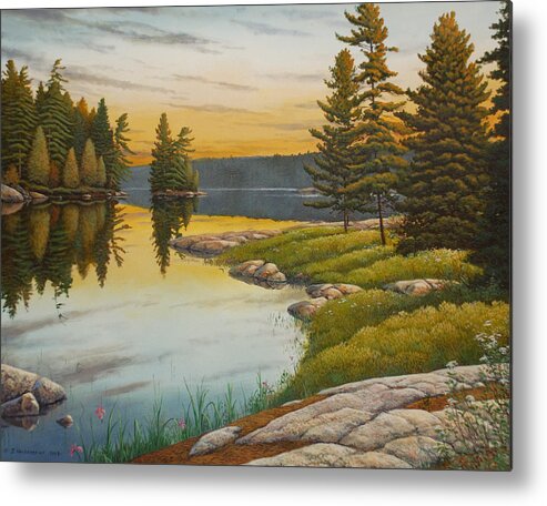 Landscape Metal Print featuring the painting Evening to Remember by Jake Vandenbrink