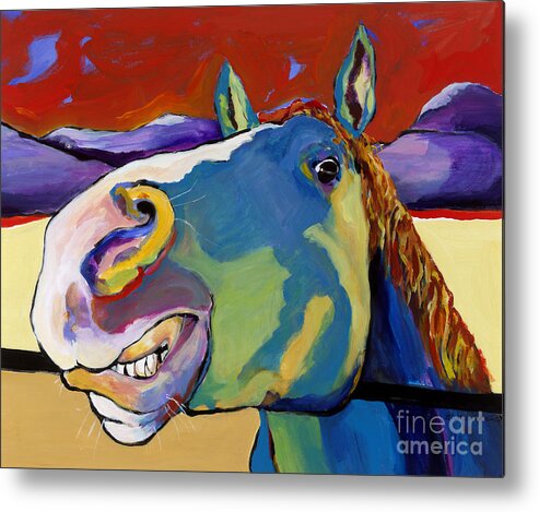 Animal Painting Metal Print featuring the painting Eye To Eye by Pat Saunders-White
