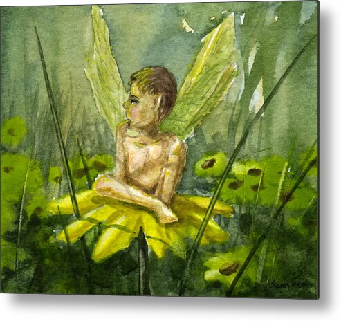 Fairy Fairies Wild Flowers Boy Metal Print featuring the painting Fairy Boy by Sean Seal