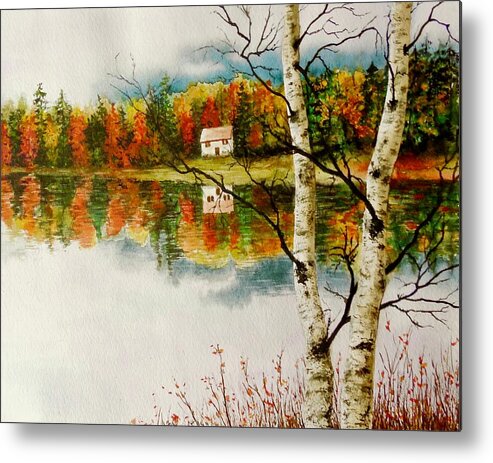 Landscape Metal Print featuring the painting Fall Splendour by Sher Nasser