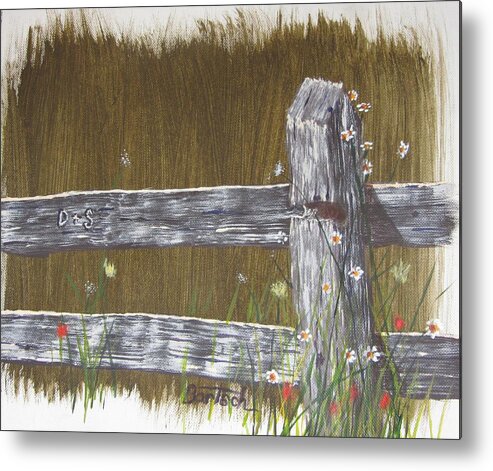 Acrylics Metal Print featuring the painting Fence D and S by David Bartsch