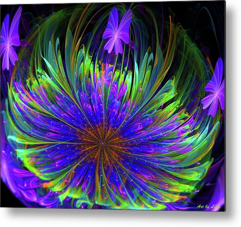 Deep Metal Print featuring the digital art Festive tropical flower by Lilia S