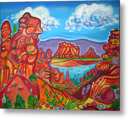 Colorful Art Metal Print featuring the painting Fey Canyon Viewpoint by Rachel Houseman