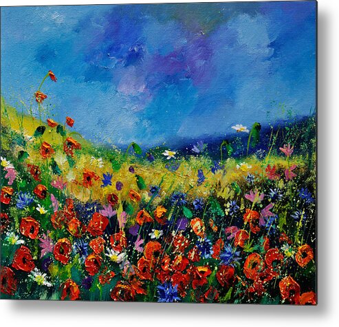 Landscape Metal Print featuring the painting Field Flowers 561190 by Pol Ledent