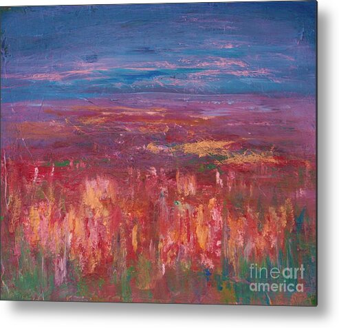 Abstract Metal Print featuring the painting Field of Heather by Julie Lueders 
