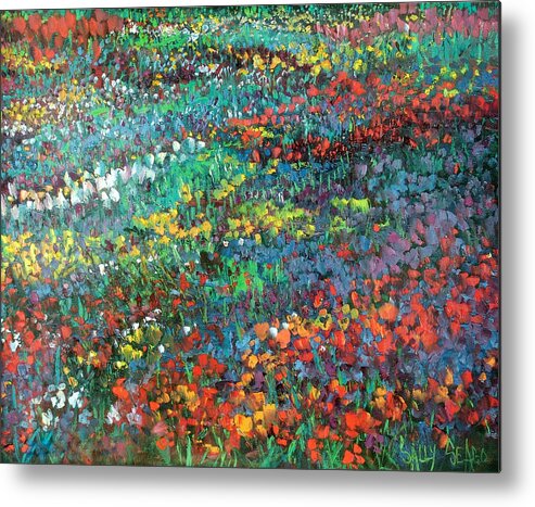 Flowers Metal Print featuring the painting Fields of Color by Sally Seago