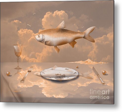 Fish Metal Print featuring the digital art Fish Diner by Alexa Szlavics
