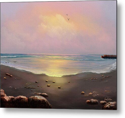 Ocean Metal Print featuring the painting Fishermen's Cove by Sena Wilson