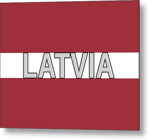 Europe Metal Print featuring the digital art Flag of Latvia Word by Roy Pedersen