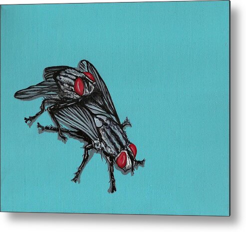Insects Metal Print featuring the painting Flies by Jude Labuszewski