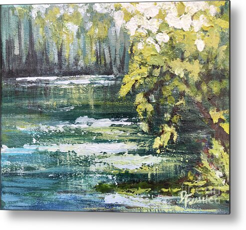 Florida Metal Print featuring the painting Florida Woods Pond by Deborah Ferree