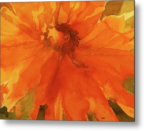 Walt Maes Metal Print featuring the painting Flower on fire by Walt Maes