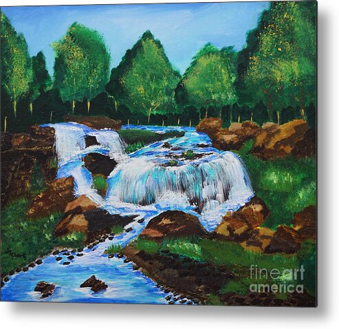 Landscape Metal Print featuring the painting Flowing Waters by Jimmy Clark