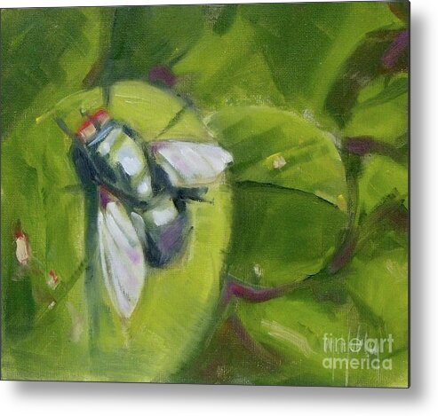 Plant Metal Print featuring the painting Fly's World by Mary Hubley