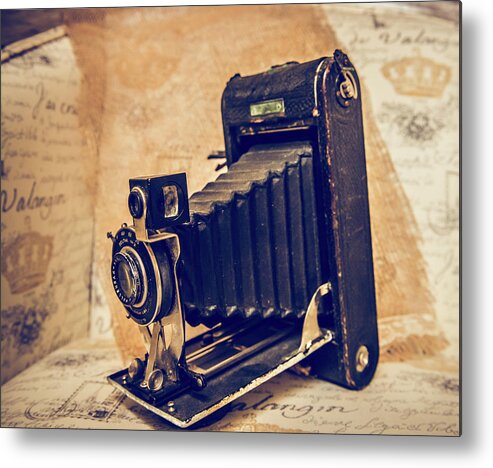 Vintage Camera Metal Print featuring the photograph Focused On The Past by Cynthia Wolfe