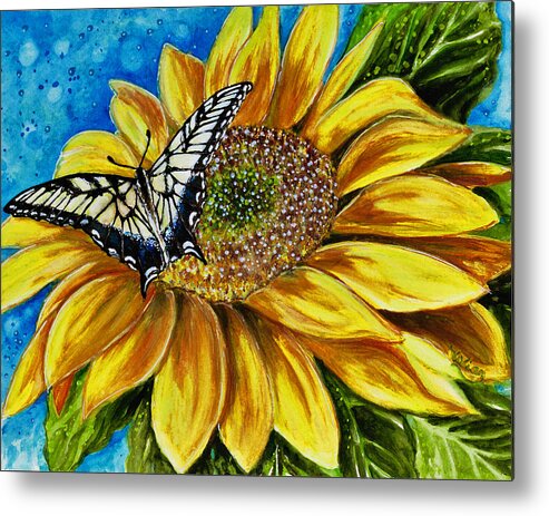 Sunflower Metal Print featuring the painting Following The Sun by Vivian Casey Fine Art