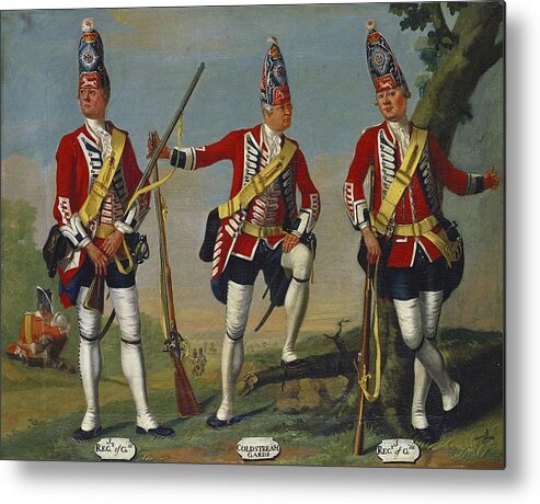 David Morier (1705 -70) Grenadiers Metal Print featuring the painting Foot Guards by David Morier