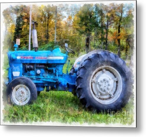 Tractor Metal Print featuring the painting Ford 4000 Vintage Tractor by Edward Fielding